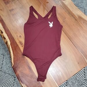 PLAYBOY One-Piece Bodysuit in Burgundy